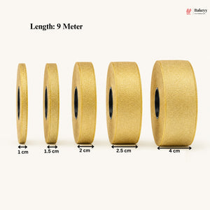 Gold ribbon with measurement labels on a white background