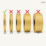 Baking tape with different widths labeled, showing correct and incorrect measurements.