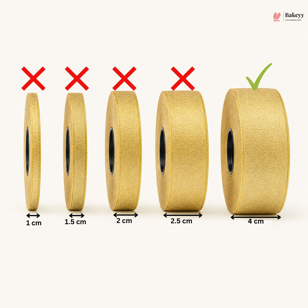 Baking tape with different widths labeled and a green check mark on the correct width.