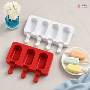 Silicone Popsicle Mould | Big | 3 & 4 Cavity Kulfi Ice Cream Bar Mould | Pack of 1