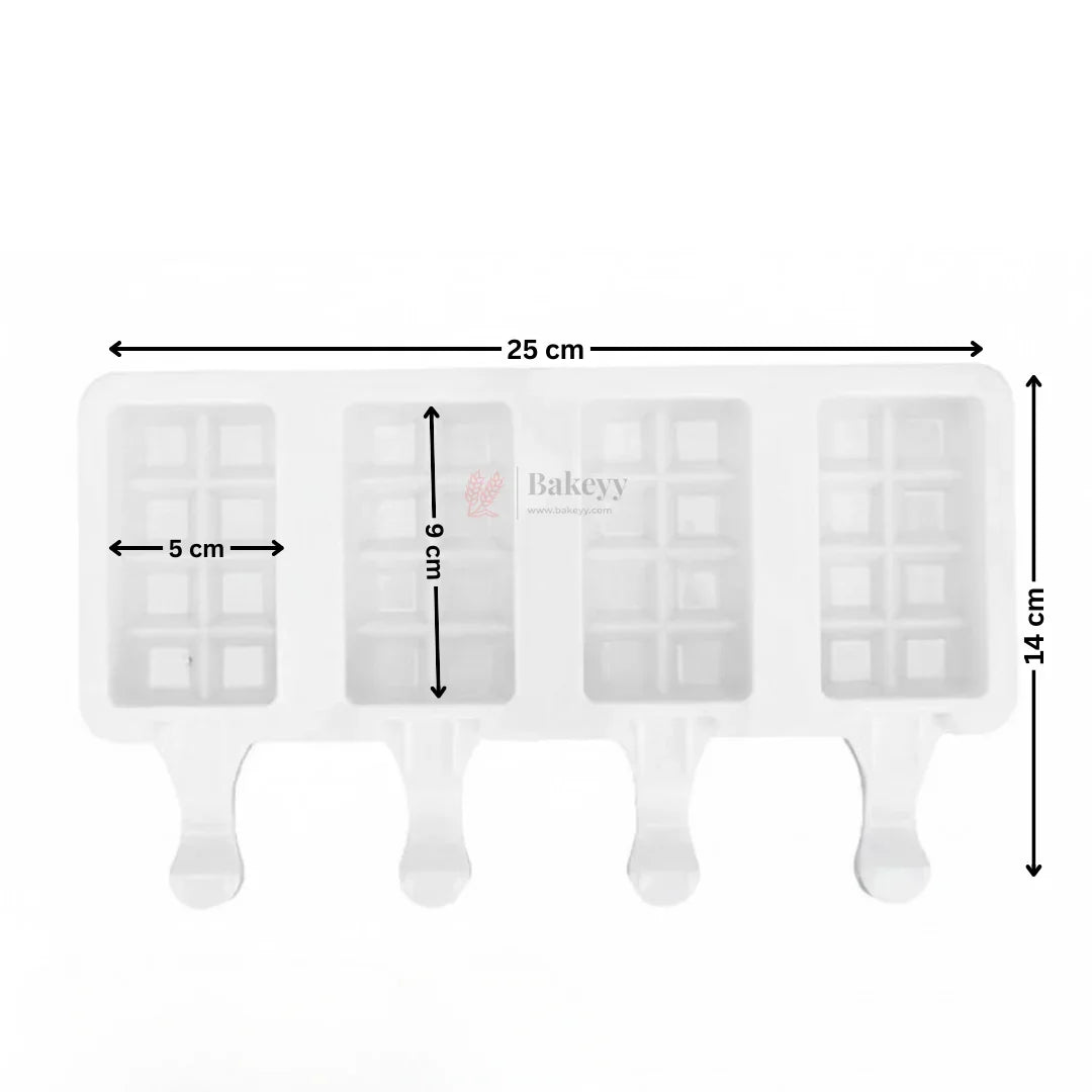 Silicone Chocolate Bar Lollipop Mould  4 Cavity Chocolate Stick Mold Tray  Popsicle Style Chocolate Bar Mold  Pack of 1