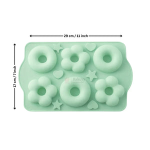 Silicone Donut & Flower Chocolate Mould Multi-Shape Star & Heart Dessert Mould | Pack of 1