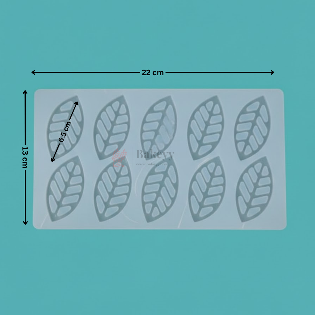 Silicone Leaf Garnishing Mould for Chocolate & Cake Decoration | 10 Cavity | Leaf Design | Pack of 1
