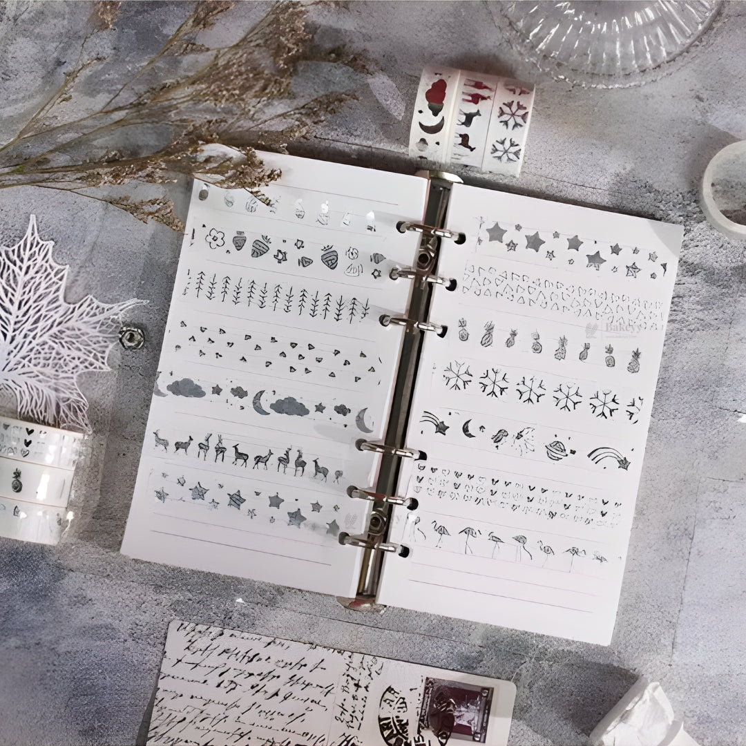 Silver Foil Decorative Washi Tape Set | Cake Decoration | 5 Pieces per Pack | Pack of 1