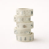 Silver Foil Decorative Washi Tape Set | Cake Decoration | 5 Pieces per Pack | Pack of 1