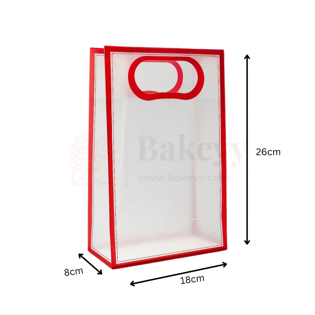 18x8x26cm | Transparent Gift Bag – Maroon | Die‑Cut Handle, Waterproof & Stylish Packaging | Pack Of 12 - Bakeyy.com - India - 18x8x26cm | Transparent Gift Bag – Maroon | Die‑Cut Handle, Waterproof & Stylish Packaging | Pack Of 12 - Default Title