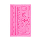 Marine-Themed Silicone Fondant Mould – 1 Piece | Boat, Anchor, Life Buoy & Ocean Cake Decor Mould