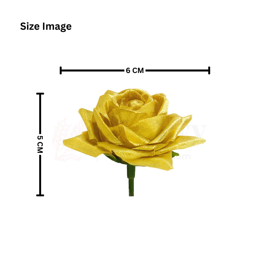 6cm | Metallic Gold Artificial Rose - Pack of 10