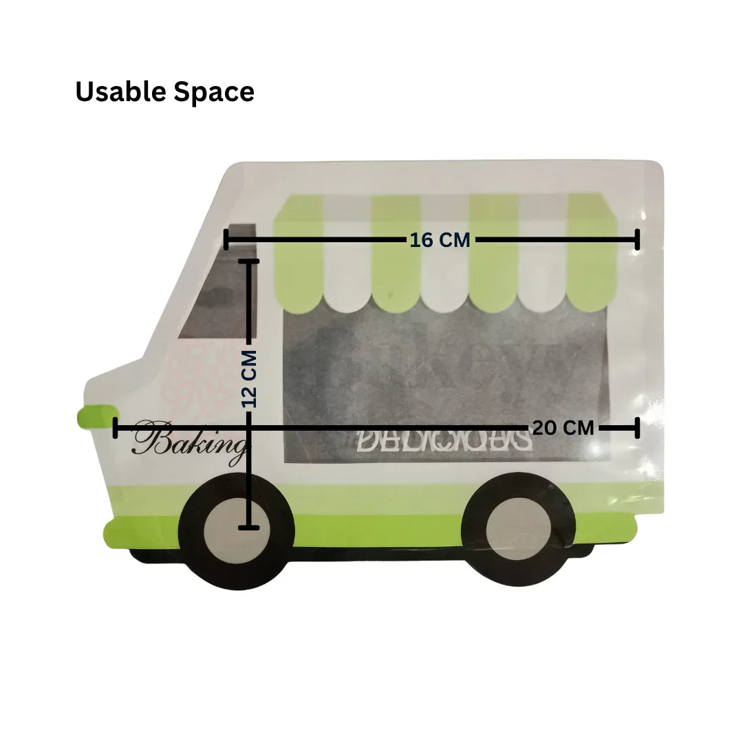 Food Truck Shaped Stand Up Pouch with Zip Lock|  Cute & Reusable |Packaging for Snacks and Treats |Pack Of 50