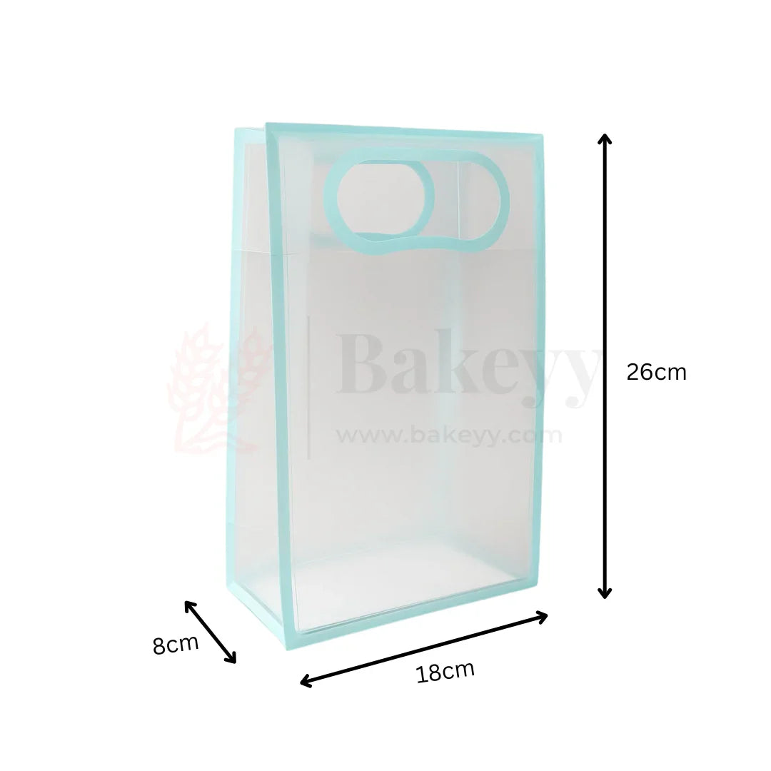 18x8x26cm | Transparent Gift Bag - Light Blue | Die‑Cut Handle, Waterproof & Stylish Packaging | Pack Of 12 - Bakeyy.com - India - 18x8x26cm | Transparent Gift Bag - Light Blue | Die‑Cut Handle, Waterproof & Stylish Packaging | Pack Of 12 - Default Title