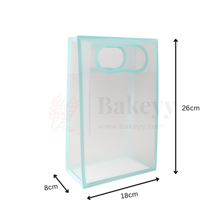 18x8x26cm | Transparent Gift Bag - Light Blue | Die‑Cut Handle, Waterproof & Stylish Packaging | Pack Of 12 - Bakeyy.com - India - 18x8x26cm | Transparent Gift Bag - Light Blue | Die‑Cut Handle, Waterproof & Stylish Packaging | Pack Of 12 - Default Title