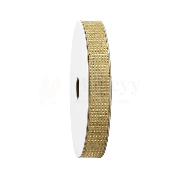 10431 | 0.5 Inch - Metallic Beige Jute Ribbon Burlap Roll
