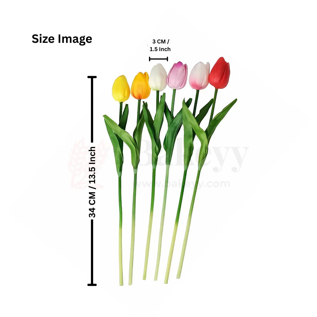 Tulip Flower Sticks | Dark Lavender Shade | Artificial Floral Stems for Decoration Real Touch Feel - 10 Pieces