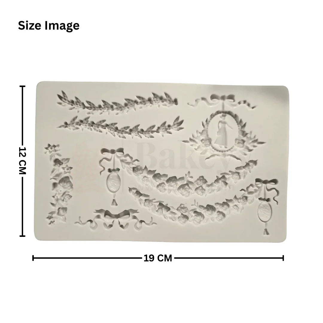 119 | Victorian Floral & Garland Silicone Mould |  Multi-Pattern Vintage Lace Design - 1 Piece