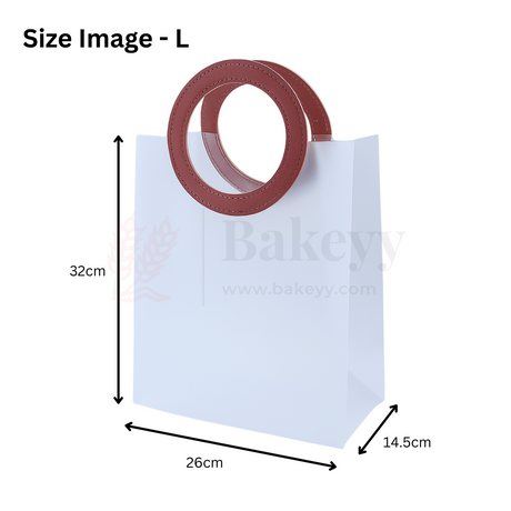 26x14.5x32cm | Premium Transparent Gift Bags with Handle | Leather Style Maroon Colour Handles | Pack of 12 - Bakeyy.com - India - 26x14.5x32cm | Premium Transparent Gift Bags with Handle | Leather Style Maroon Colour Handles | Pack of 12 - Default Title