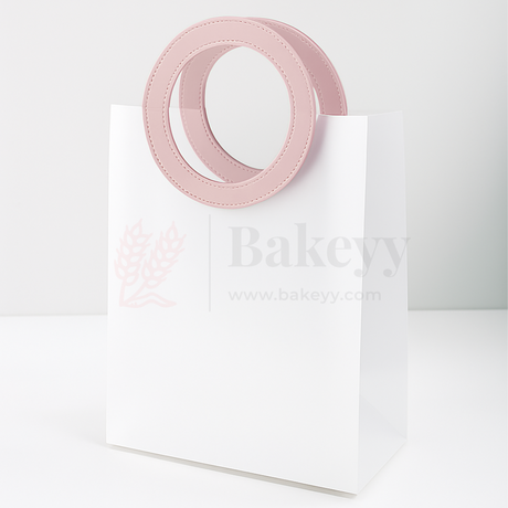 23x13x27cm | Premium Transparent Gift Bags with Handle | Leather Style Pink Colour Handles | Pack of 12 - Bakeyy.com - India - 23x13x27cm | Premium Transparent Gift Bags with Handle | Leather Style Pink Colour Handles | Pack of 12 - Default Title