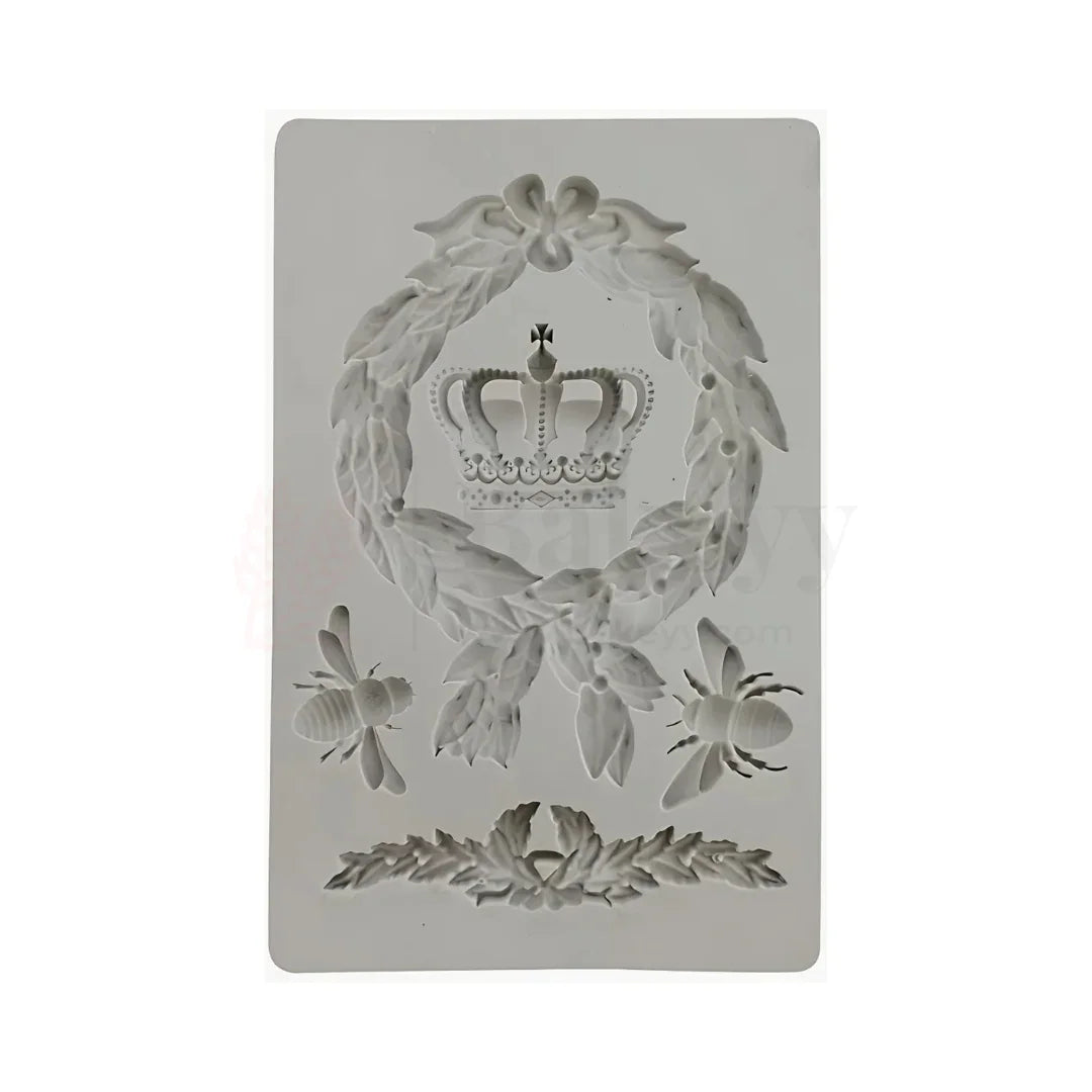 2500 | Crown, Totem & Bee Border Silicone Mould - 1 Piece