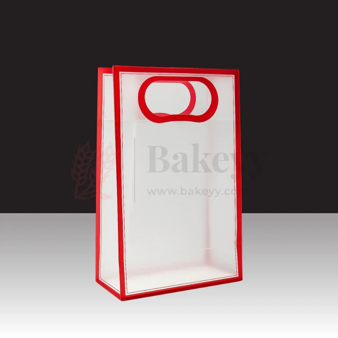 24x10x35cm | Transparent Gift Bag – Maroon | Die‑Cut Handle, Waterproof & Stylish Packaging | Pack Of 12 - Bakeyy.com - India - 24x10x35cm | Transparent Gift Bag – Maroon | Die‑Cut Handle, Waterproof & Stylish Packaging | Pack Of 12 - Default Title