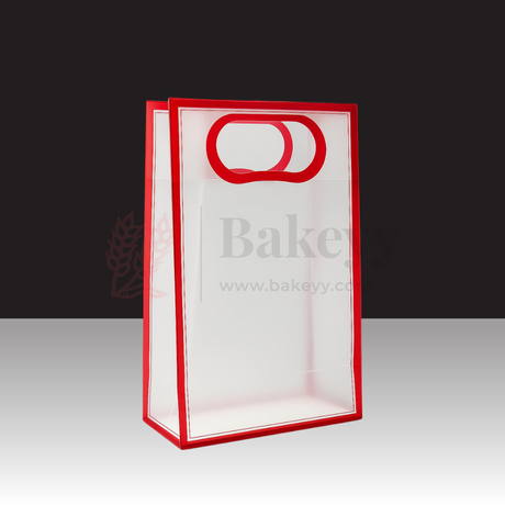 24x10x35cm | Transparent Gift Bag – Maroon | Die‑Cut Handle, Waterproof & Stylish Packaging | Pack Of 12 - Bakeyy.com - India - 24x10x35cm | Transparent Gift Bag – Maroon | Die‑Cut Handle, Waterproof & Stylish Packaging | Pack Of 12 - Default Title