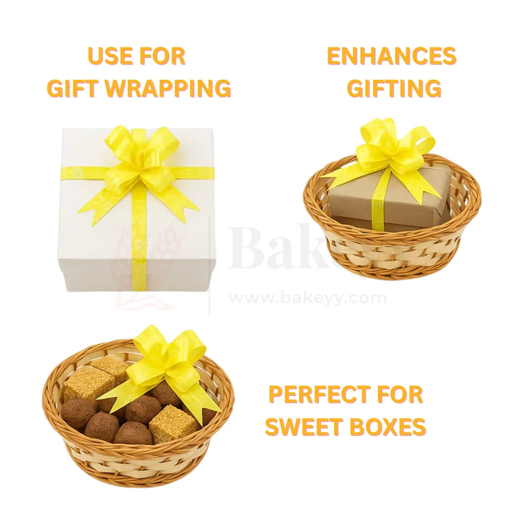 Printed Yellow | Pull-Up Ribbon Mixed Designs | Pack of 10 - Bakeyy.com - India - Printed Yellow | Pull-Up Ribbon Mixed Designs | Pack of 10 - Small