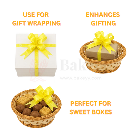 Printed Yellow | Pull-Up Ribbon Mixed Designs | Pack of 10 - Bakeyy.com - India - Printed Yellow | Pull-Up Ribbon Mixed Designs | Pack of 10 - Small