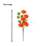 Artificial Red Bloomed Rose Flower Bouquet - 40cm | Elegant Faux Floral Bunch for Home Decor, Vase Styling & Events - Pack of 1