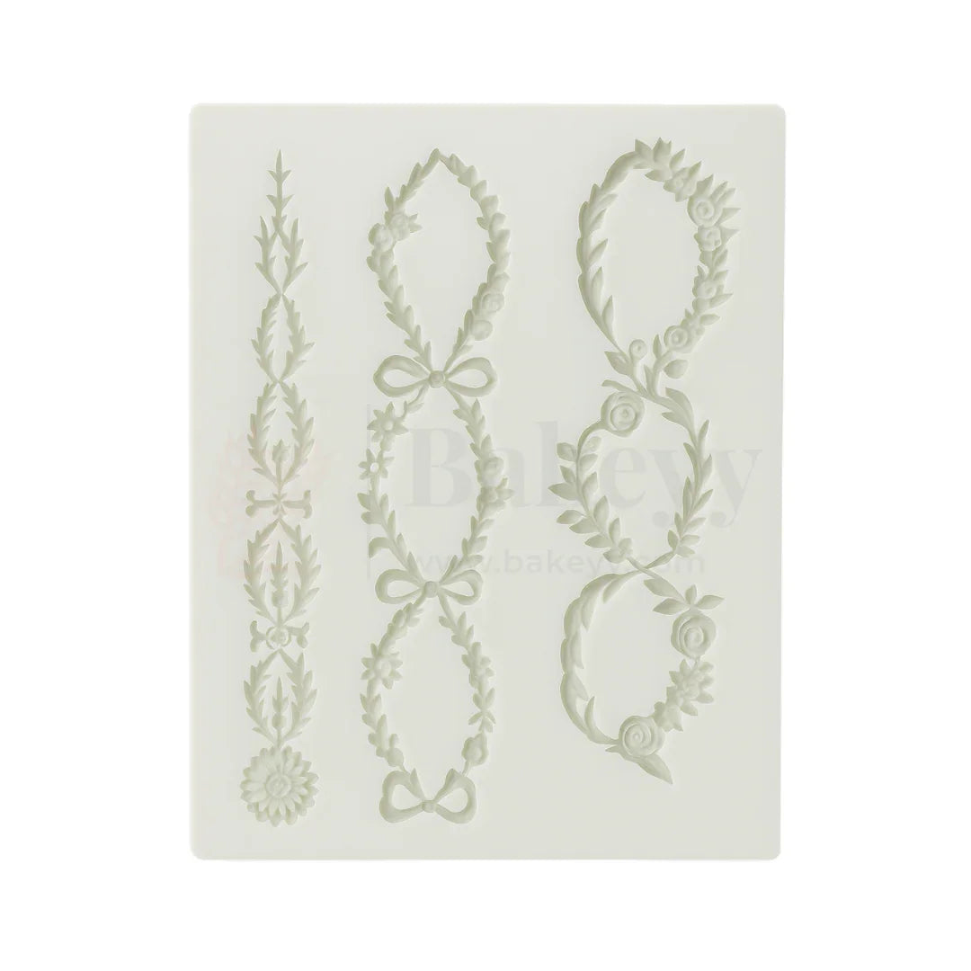 123 | Floral Garland & Oval Frame Silicone Mould - 1 Piece