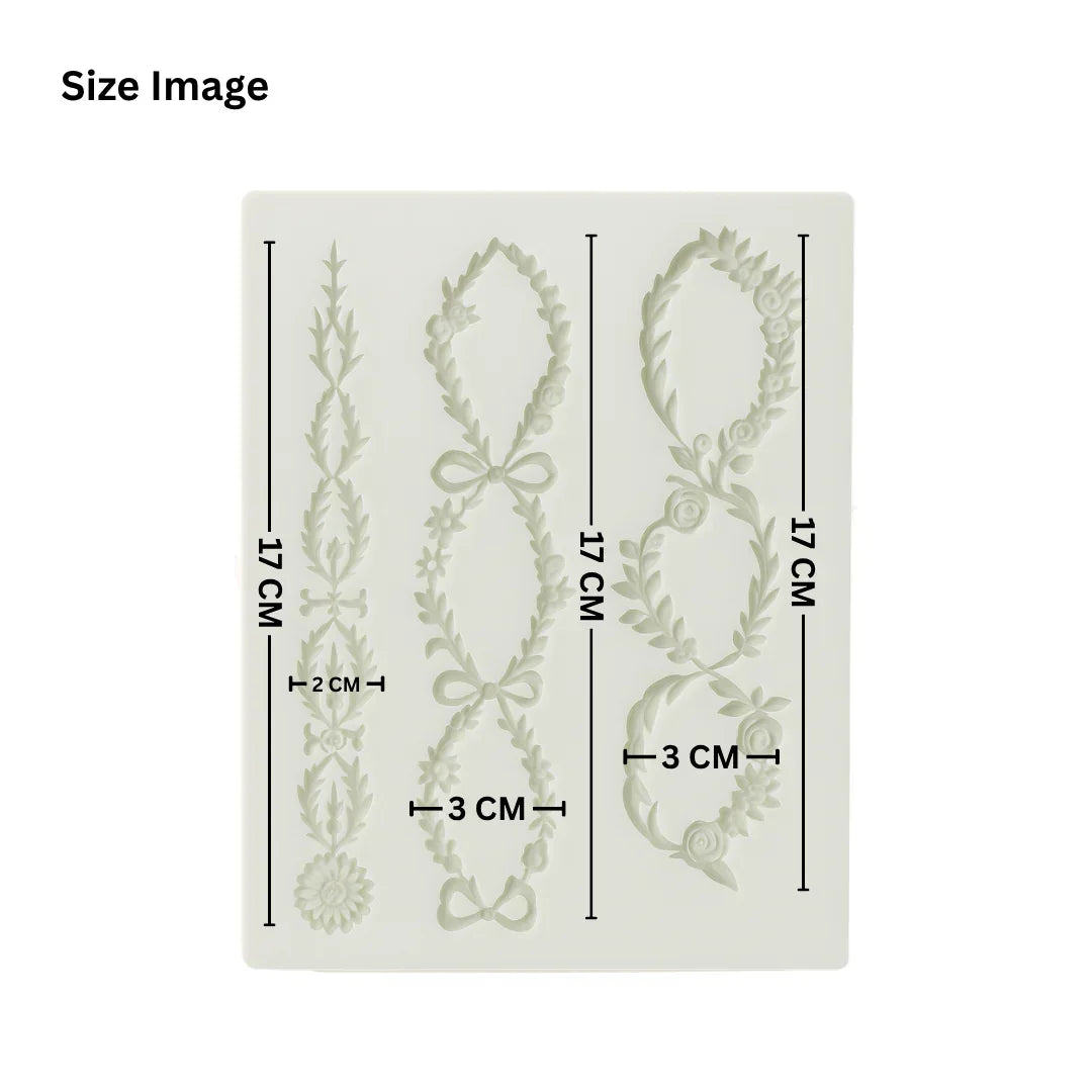 123 | Floral Garland & Oval Frame Silicone Mould - 1 Piece - Bakeyy.com - India - 123 | Floral Garland & Oval Frame Silicone Mould - 1 Piece - Default Title