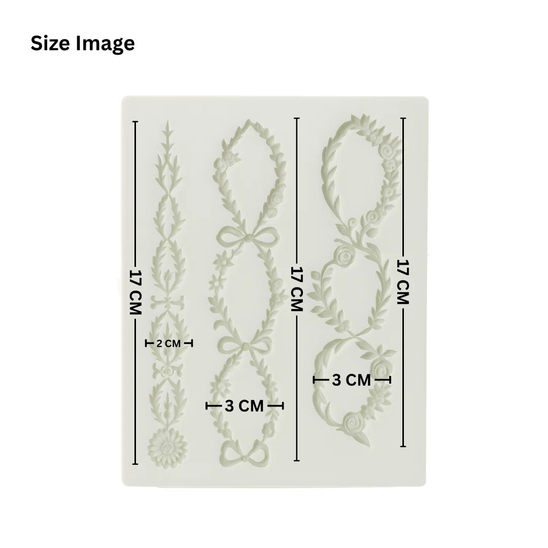 123 | Floral Garland & Oval Frame Silicone Mould - 1 Piece