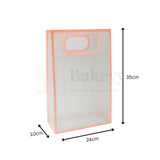 24x10x35cm | Transparent Gift Bag - Pink | Die‑Cut Handle, Waterproof & Stylish Packaging | Pack Of 12 - Bakeyy.com - India - 24x10x35cm | Transparent Gift Bag - Pink | Die‑Cut Handle, Waterproof & Stylish Packaging | Pack Of 12 - Default Title