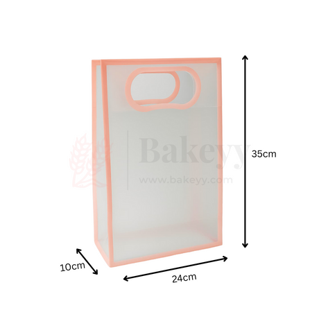 24x10x35cm | Transparent Gift Bag - Pink | Die‑Cut Handle, Waterproof & Stylish Packaging | Pack Of 12 - Bakeyy.com - India - 24x10x35cm | Transparent Gift Bag - Pink | Die‑Cut Handle, Waterproof & Stylish Packaging | Pack Of 12 - Default Title