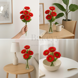 Artificial Red Daisy Flower Bunch – 48cm | Faux Floral Bouquet for Vase, Gifting & Home Decor | Pack of 1