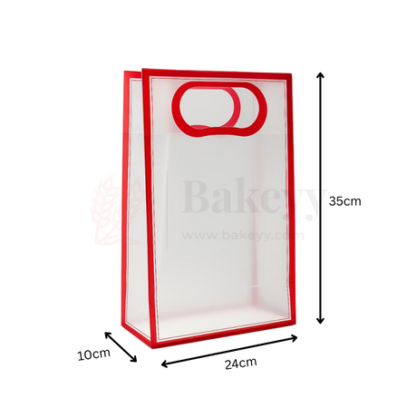 24x10x35cm | Transparent Gift Bag – Maroon | Die‑Cut Handle, Waterproof & Stylish Packaging | Pack Of 12 - Bakeyy.com - India - 24x10x35cm | Transparent Gift Bag – Maroon | Die‑Cut Handle, Waterproof & Stylish Packaging | Pack Of 12 - Default Title