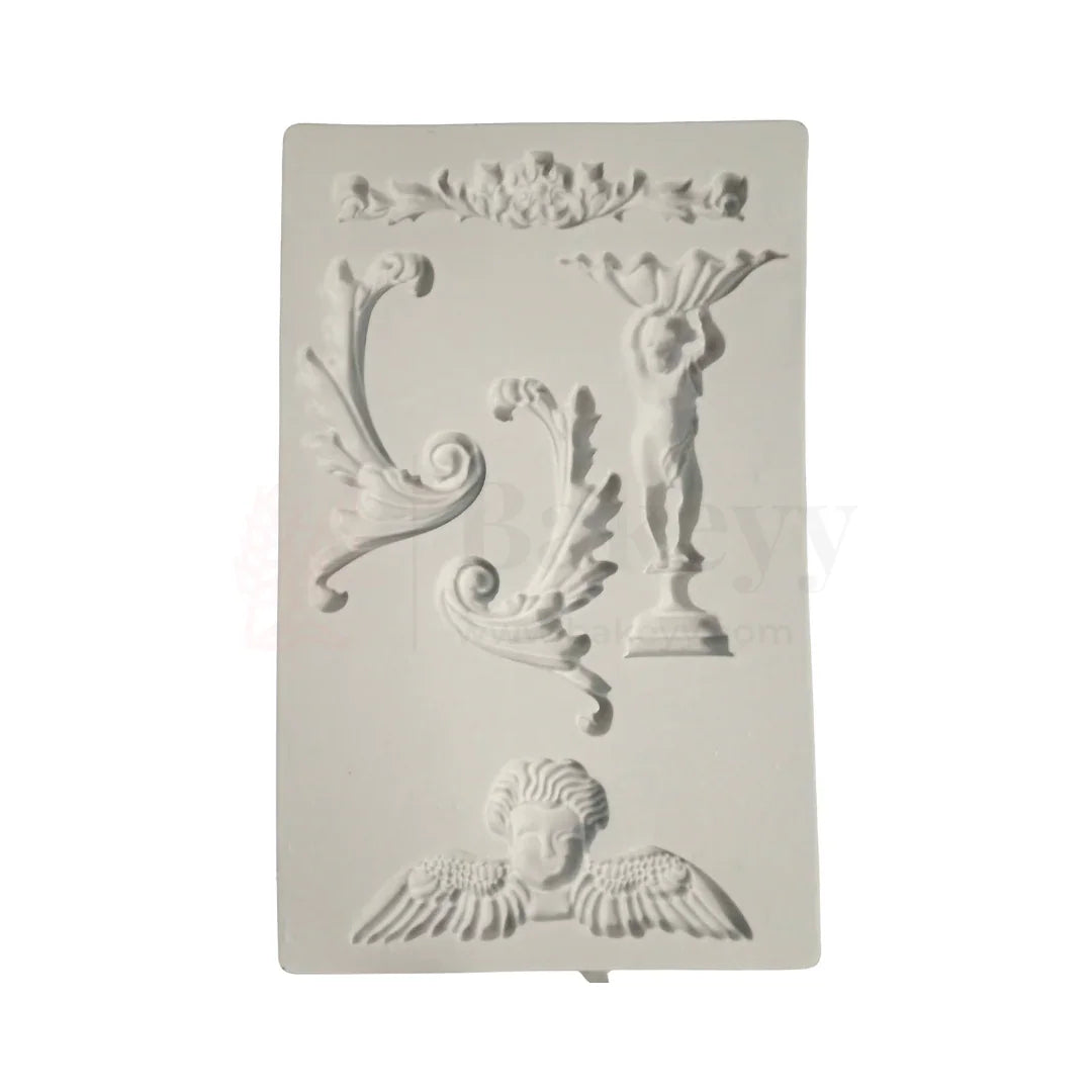 2490 | Victorian Angel & Scroll Relief Silicone Mould - 1 Piece