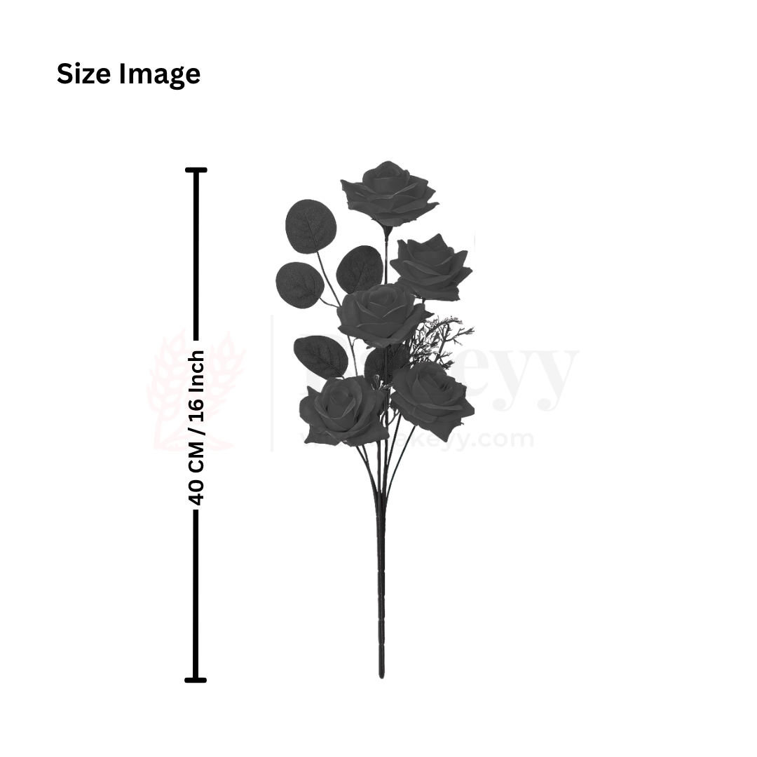Artificial White Bloomed Rose Flower Bouquet - 40cm | Elegant Faux Floral Bunch for Home Decor, Vase Styling & Events - Pack of 1