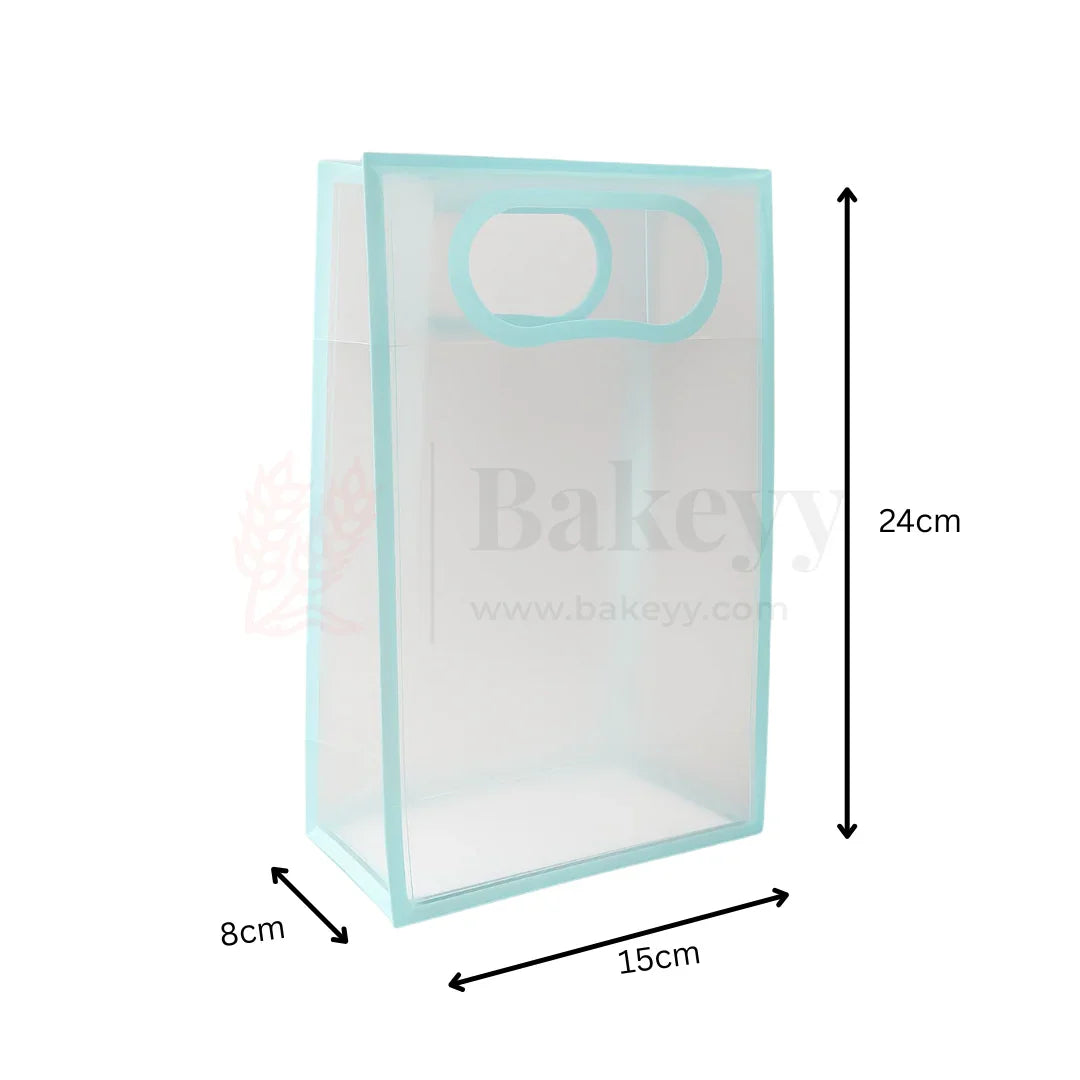 15x8x24cm | Transparent Gift Bag - Light Blue | Die‑Cut Handle, Waterproof & Stylish Packaging | Pack Of 12 - Bakeyy.com - India - 15x8x24cm | Transparent Gift Bag - Light Blue | Die‑Cut Handle, Waterproof & Stylish Packaging | Pack Of 12 - Default Title