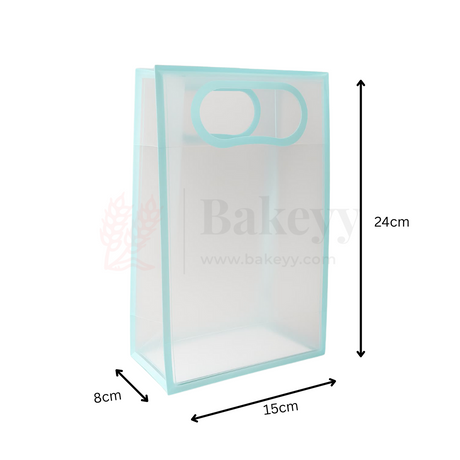 15x8x24cm | Transparent Gift Bag - Light Blue | Die‑Cut Handle, Waterproof & Stylish Packaging | Pack Of 12 - Bakeyy.com - India - 15x8x24cm | Transparent Gift Bag - Light Blue | Die‑Cut Handle, Waterproof & Stylish Packaging | Pack Of 12 - Default Title