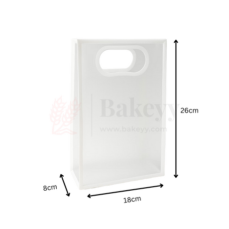 18x8x26cm | Transparent Gift Bag – White | Die‑Cut Handle, Waterproof & Stylish Packaging | Pack Of 12 - Bakeyy.com - India - 18x8x26cm | Transparent Gift Bag – White | Die‑Cut Handle, Waterproof & Stylish Packaging | Pack Of 12 - Default Title