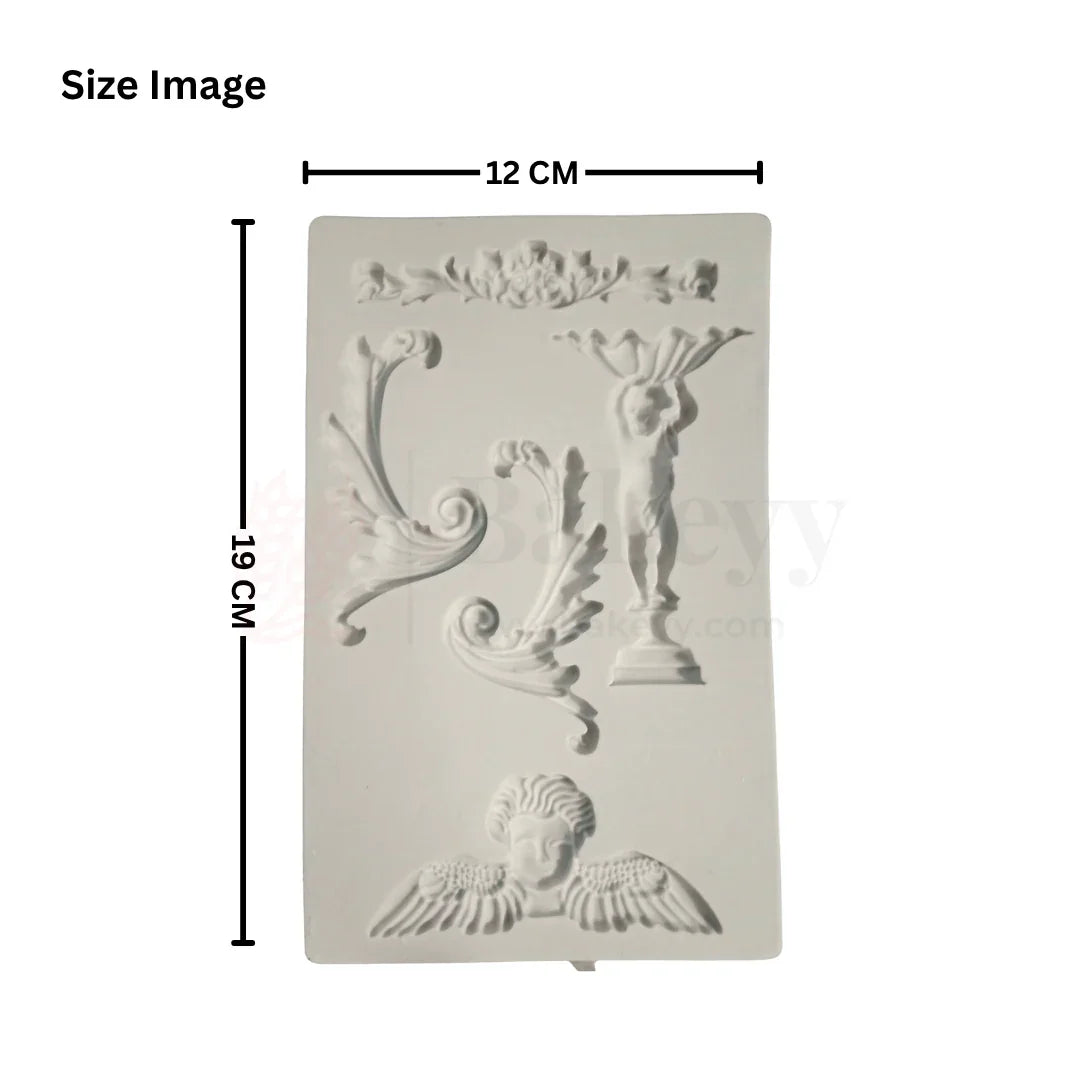 2490 | Victorian Angel & Scroll Relief Silicone Mould - 1 Piece
