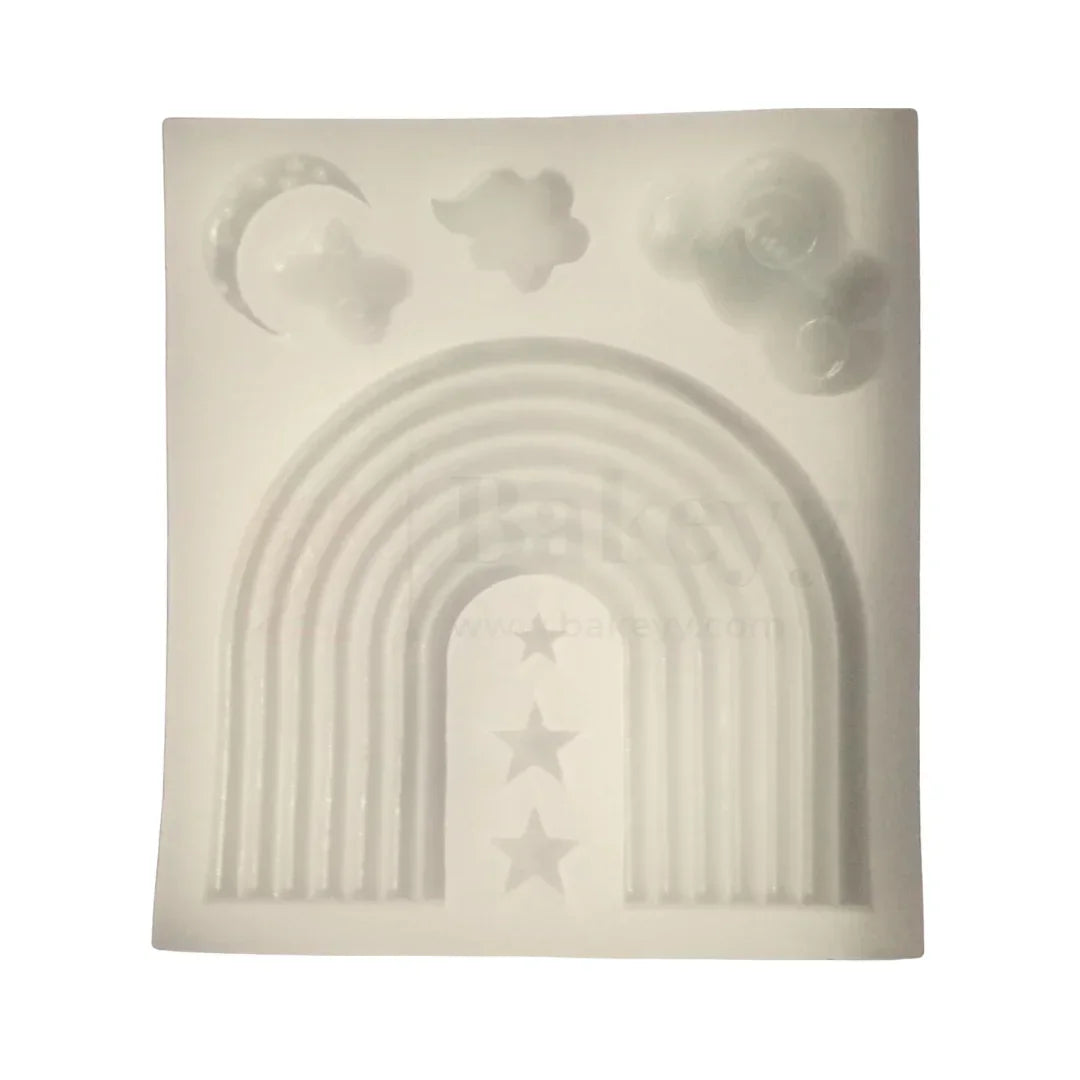 141 | Rainbow, Stars & Clouds Silicone Mould - 1 Piece - Bakeyy.com - India - 141 | Rainbow, Stars & Clouds Silicone Mould - 1 Piece - Default Title