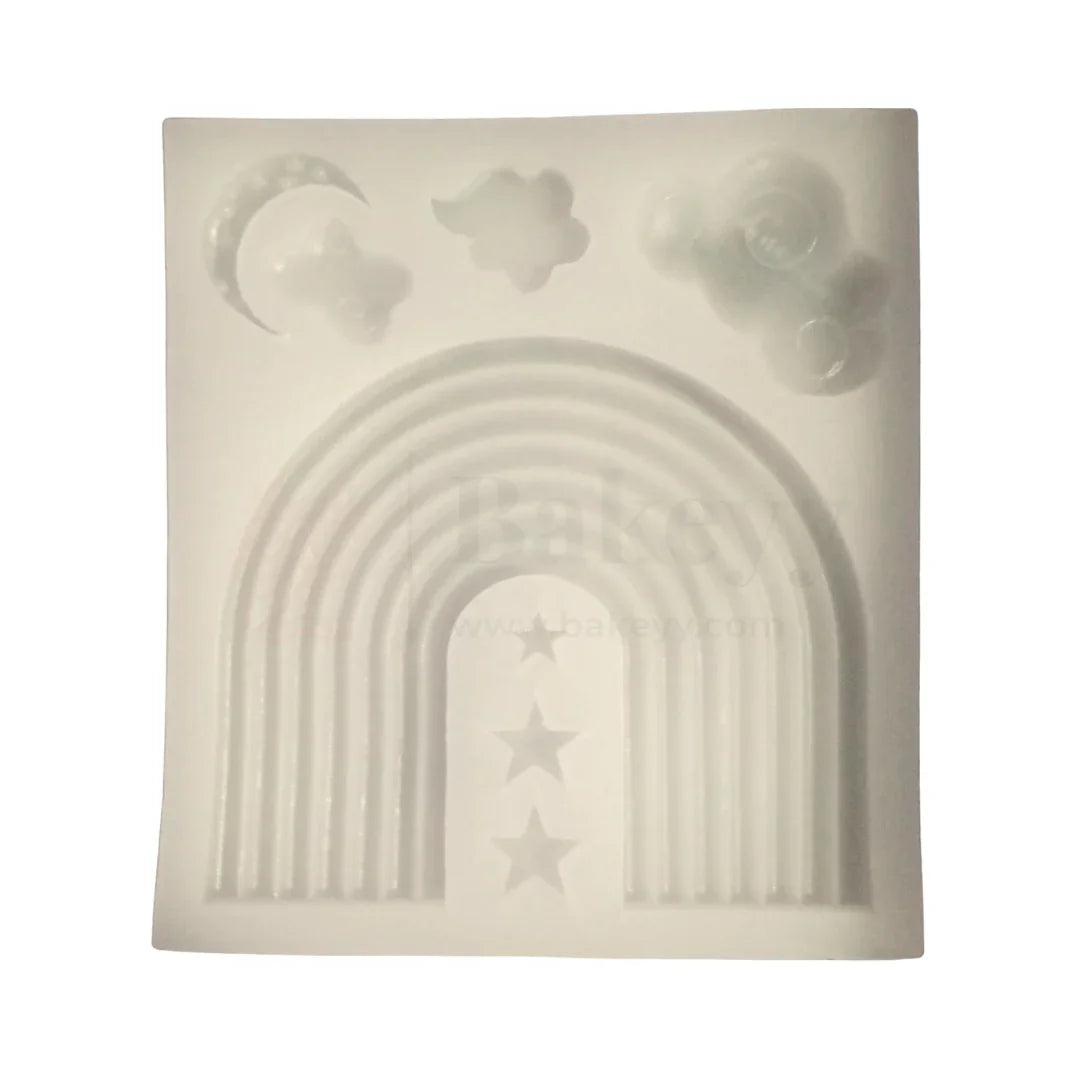 141 | Rainbow, Stars & Clouds Silicone Mould - 1 Piece