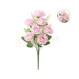 Artificial Light Pink Bloomed Rose Flower Bouquet - 40cm | Elegant Faux Floral Bunch for Home Decor, Vase Styling & Events - Pack of 1