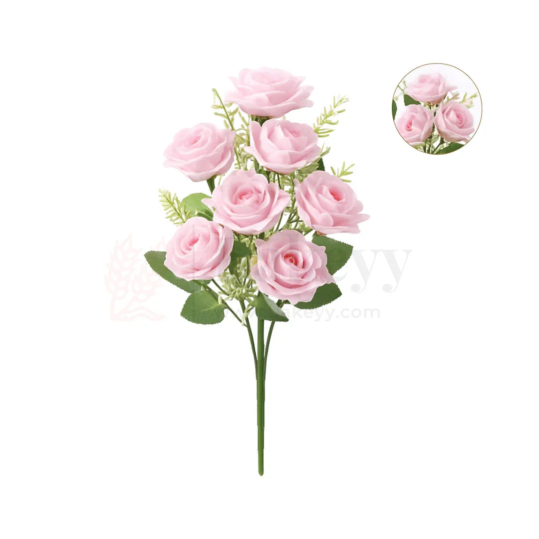 Artificial Bloomed Rose Flower Bouquet - 40cm | Elegant Faux Floral Bunch for Home Decor, Vase Styling & Events - Pack of 1