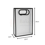 15x8x24cm | Transparent Gift Bag – Black | Die‑Cut Handle, Waterproof & Stylish Packaging | Pack Of 12 - Bakeyy.com - India - 15x8x24cm | Transparent Gift Bag – Black | Die‑Cut Handle, Waterproof & Stylish Packaging | Pack Of 12 - Default Title