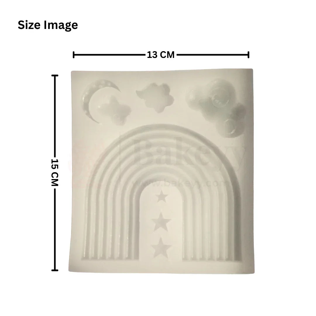 141 | Rainbow, Stars & Clouds Silicone Mould - 1 Piece - Bakeyy.com - India - 141 | Rainbow, Stars & Clouds Silicone Mould - 1 Piece - Default Title