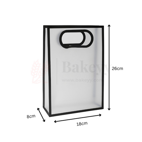 18x8x26cm | Transparent Gift Bag – Black | Die‑Cut Handle, Waterproof & Stylish Packaging | Pack Of 12 - Bakeyy.com - India - 18x8x26cm | Transparent Gift Bag – Black | Die‑Cut Handle, Waterproof & Stylish Packaging | Pack Of 12 - Default Title