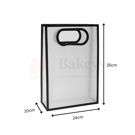 24x10x35cm | Transparent Gift Bag – Black | Die‑Cut Handle, Waterproof & Stylish Packaging | Pack Of 12 - Bakeyy.com - India - 24x10x35cm | Transparent Gift Bag – Black | Die‑Cut Handle, Waterproof & Stylish Packaging | Pack Of 12 - Default Title