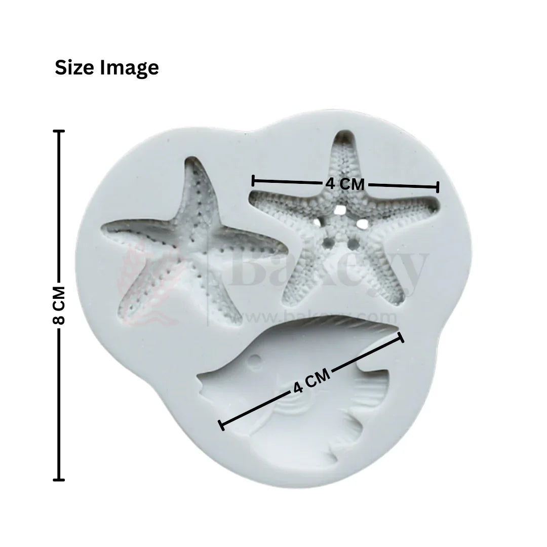 Starfish & Fish Shape Silicone Fondant Mould - 1 Piece - Bakeyy.com - India - Starfish & Fish Shape Silicone Fondant Mould - 1 Piece - Default Title