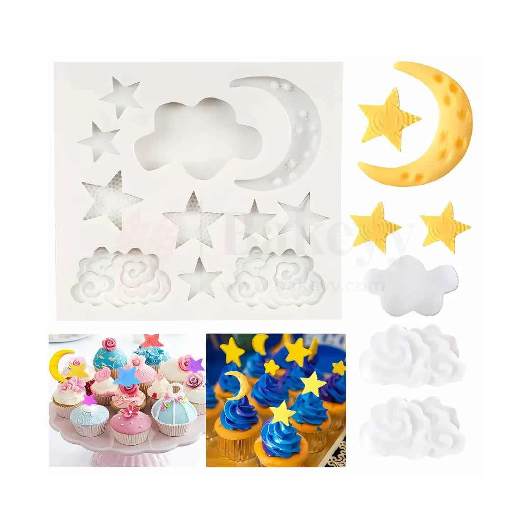 515 | Moon, Stars & Clouds Silicone Mould - 1 Piece