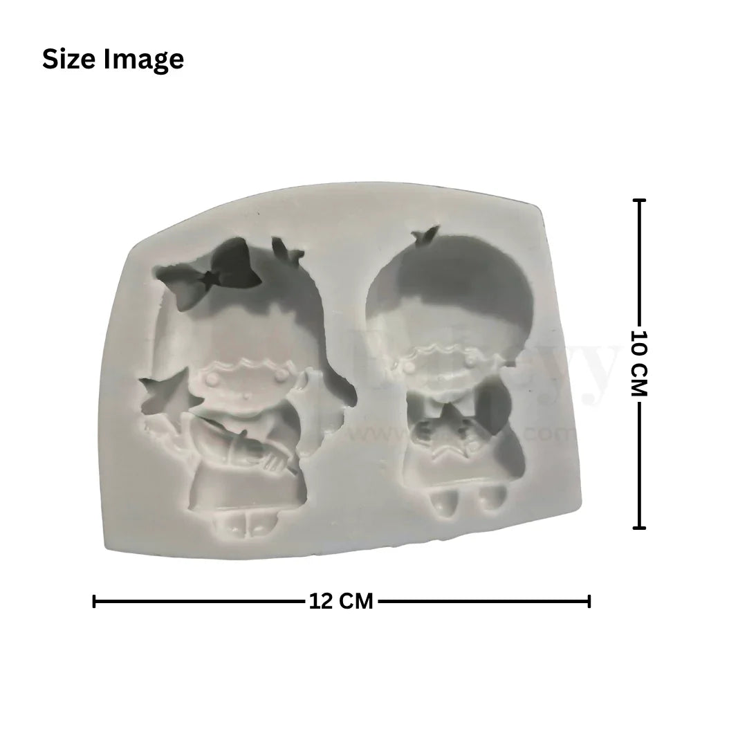 588 | Cute Cartoon Boy & Girl Silicone Mould - 1 Piece